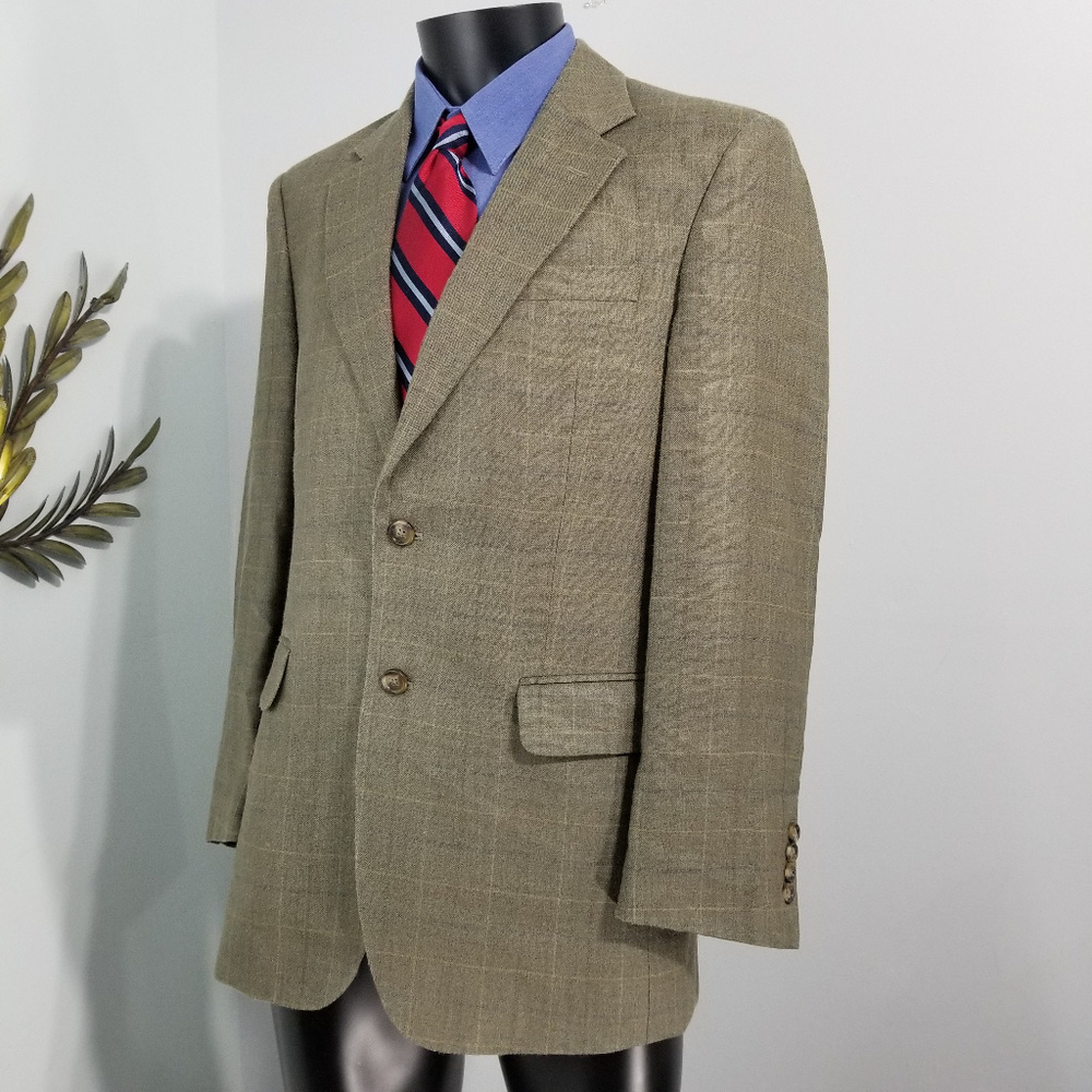 JOS.A.BANK  39R Tan Brown Glen Plaid Sport Coat